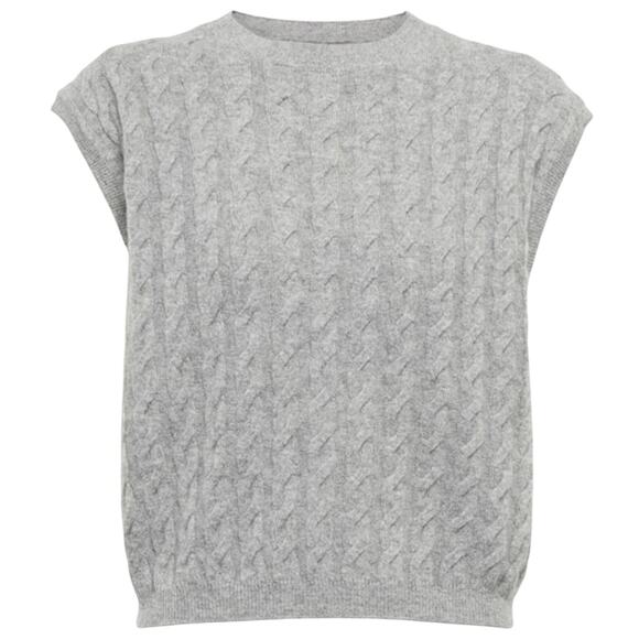 Jardin Des Orangers Grey Cashmere Cable-Knit Cashmere Sweater Vest Size XS - Picture 1 of 5